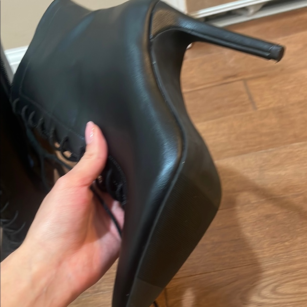 COPY - Elegant Black Lace-Up Ankle Boots - Picture 2 of 3